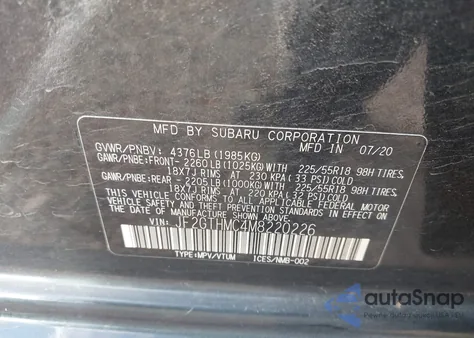 2021 Subaru Crosstrek Limited z USA, uszkodzony, nr VIN JF2GTHMC4M8220226